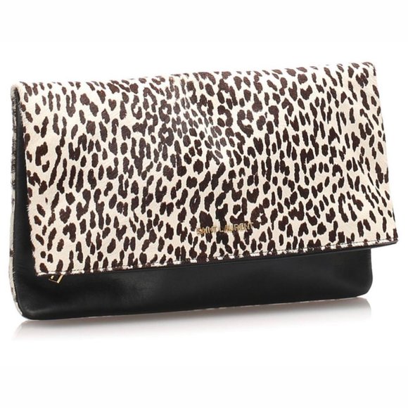 Pony Hair Fold Over Clutch by Saint Laurent - Picture 1 of 10